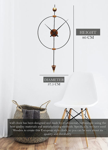 Large modern wooden wall clock by The Gharnish, featuring a sleek design suitable for living rooms and stylish decor.