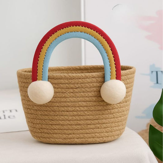 Girls Cute Rainbow Handle Bag – Stylish & Fun Accessory for Little Fashionistas - The Gharnish - A Unit of Satkala Creations