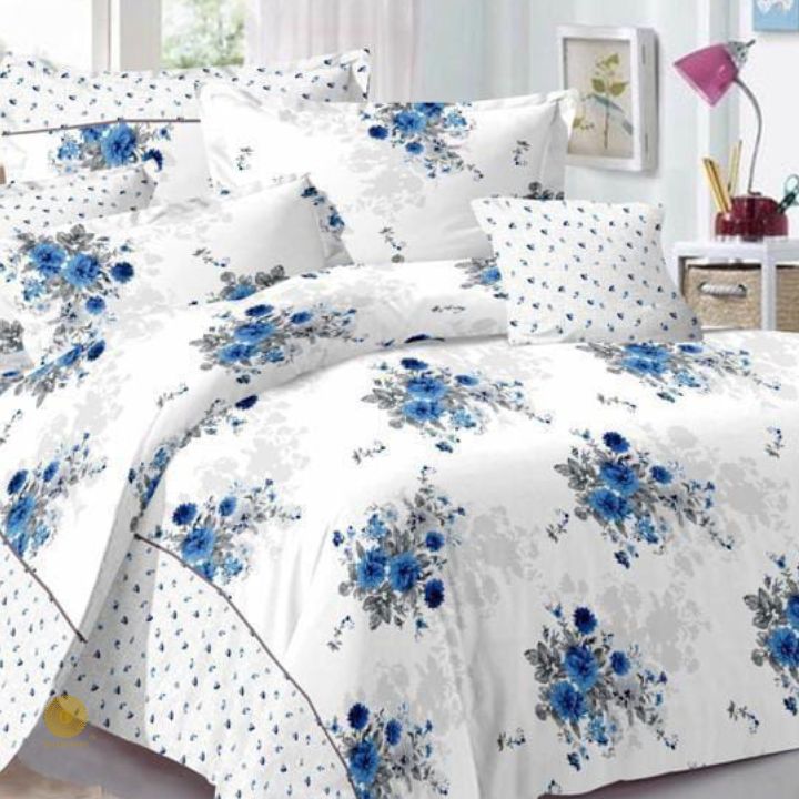 4 Pcs Heavy Glace Cotton Reversible Comforter Set