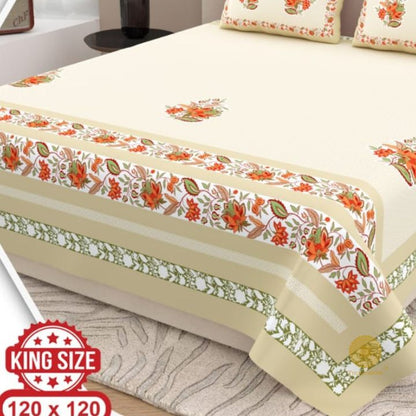 Elegance King Size Bedsheet Set - Flower Chain