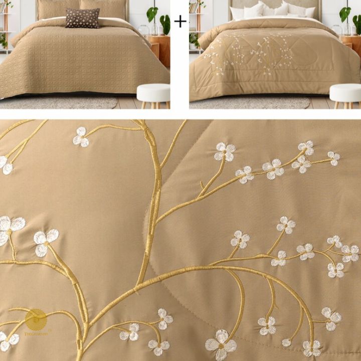 Orchid Set of 5 Quilted Bedcover With Embrodeiry