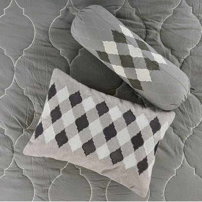 Moroccan Luxury Bedspread Set with Argyle Cushion Covers – 8 Pcs Quilted Comforter Set - The Gharnish - A Unit of Satkala Creations