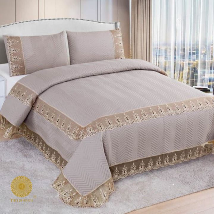 Stella Premium Ultrasonic Bedcover with Frill - The Gharnish - A Unit of Satkala Creations