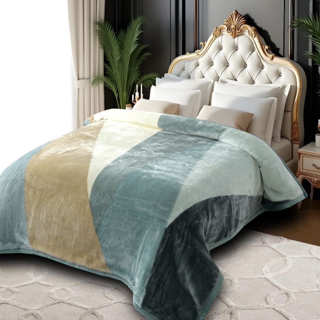 Ivory Premium Cloudy Double Ply Winter Blanket - The Gharnish - A Unit of Satkala Creations