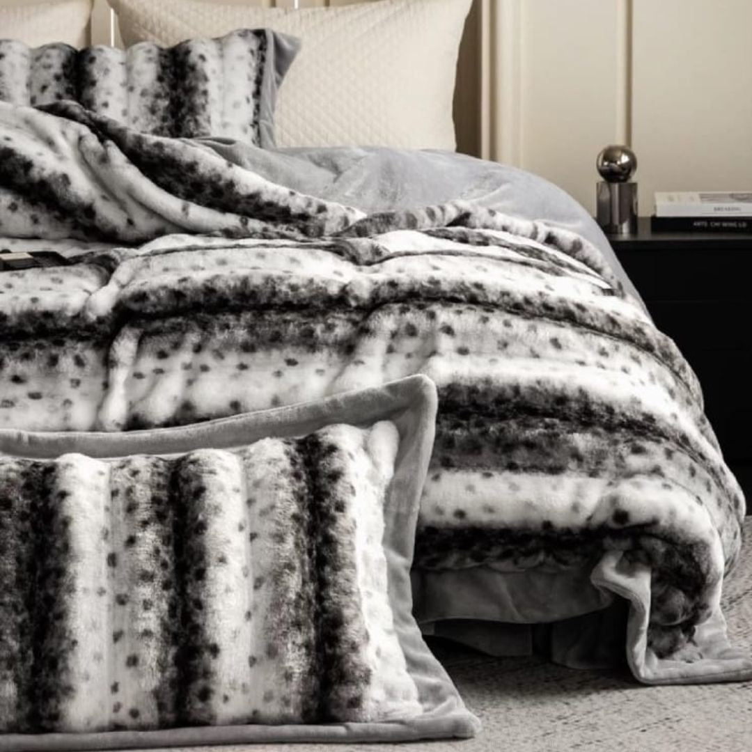 Luxurious Persian Royale faux fur king size winter quilt by The Gharnish, showcasing ultra-soft, plush fabric and elegant design.