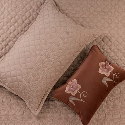 Luxurious Flora 6-piece wedding bedding set by The Gharnish, featuring elegant floral design and plush fabric for a romantic bedroom.