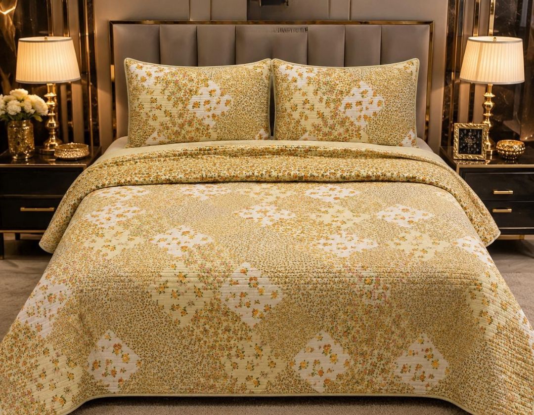Ethnic 100% pure cotton reversible king-size bedcover by The Gharnish with intricate patterns and vibrant colors.