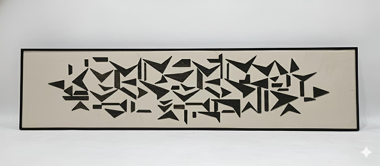 Abstract black geometric design on a beige background