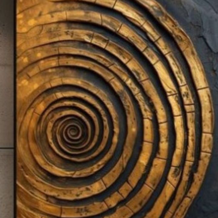 “Golden Spiral Textured Wall Art | Modern Abstract 3D Wooden Panel” - The Gharnish - A Unit of Satkala Creations