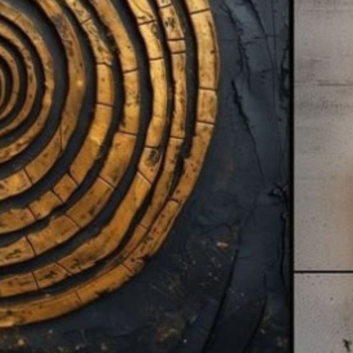 “Golden Spiral Textured Wall Art | Modern Abstract 3D Wooden Panel” - The Gharnish - A Unit of Satkala Creations