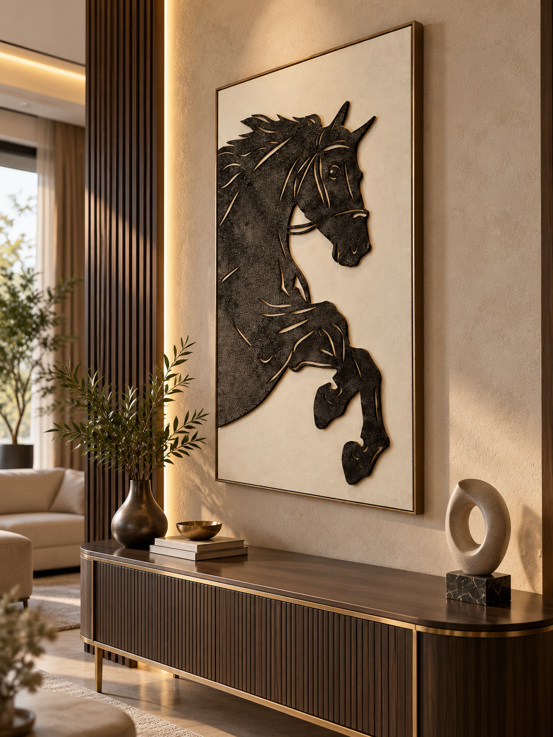 Artistic horse silhouette design Wall Art 