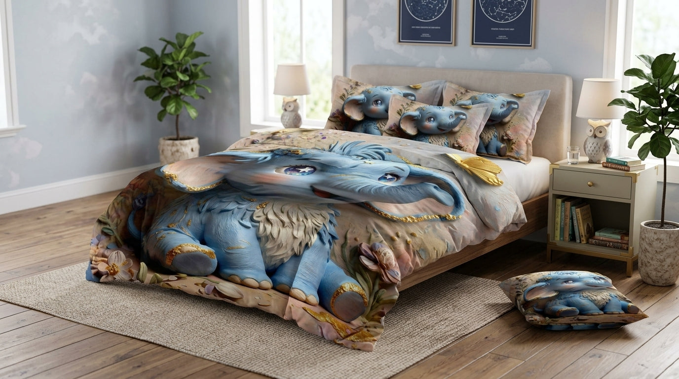 Magical Forest kids bedsheet collection by The Gharnish featuring 7D printed woodland-themed bedding set for children.