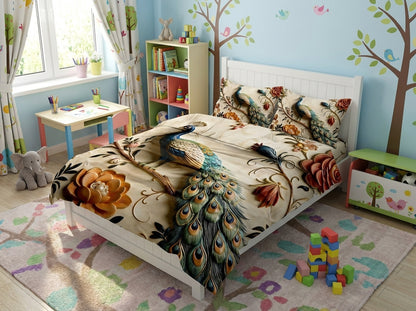 Colorful Magical Forest kids bedsheet set by The Gharnish featuring 7D printed woodland scene on soft fabric.