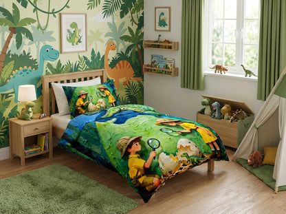 Colorful Magical Forest kids bedsheet from The Gharnish with 7D printed forest scene, perfect for children's bedroom decor.