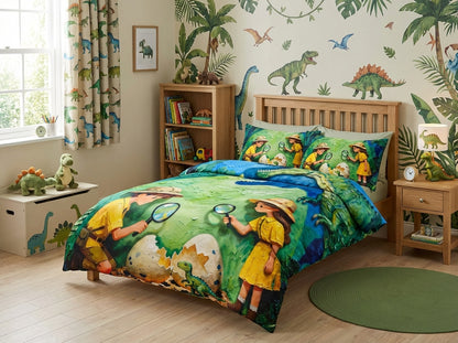 Colorful Magical Forest kids bedsheet from The Gharnish's 7D printed bedding collection, featuring whimsical forest design.