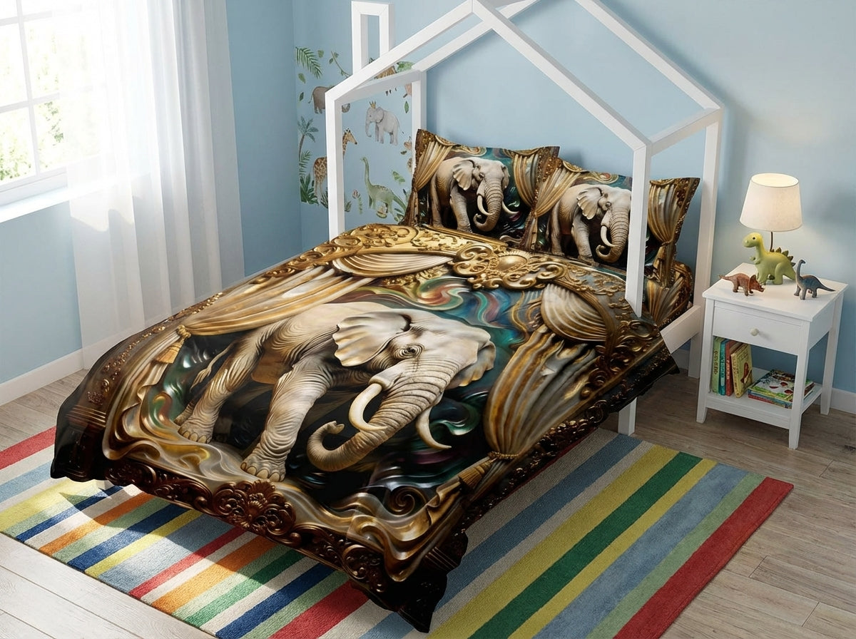 Colorful Magical Forest kids bedsheet from The Gharnish with 7D printed woodland scene and playful animal designs.
