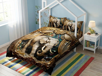 Colorful Magical Forest kids bedsheet from The Gharnish with 7D printed woodland scene and playful animal designs.
