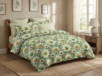 Kids Corner Blossom Series king size 7D printed bedsheet by The Gharnish with colorful floral design.