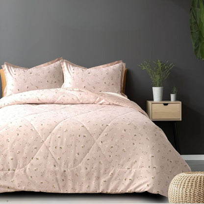 Lilly Floral Print Cotton Quilted 4 Pcs Comforter Set - The Gharnish - A Unit of Satkala Creations