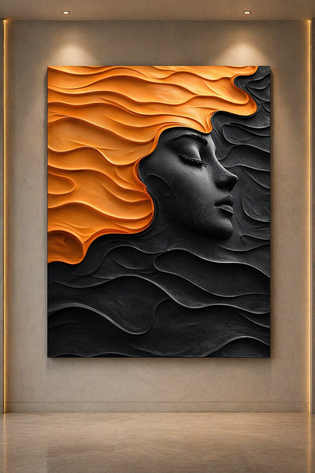 Abstract Serenity Face 3D wooden wall art by The Gharnish featuring a modern, textured design for contemporary home decor.