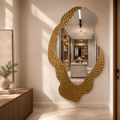 Aurelia Organic Hammered Gold Statement Mirror