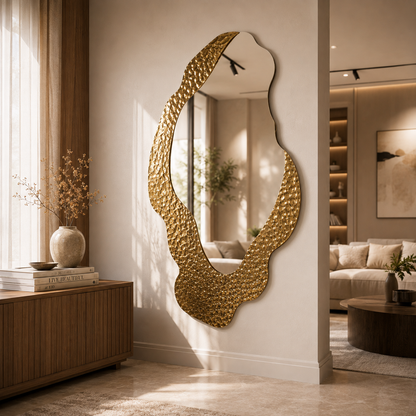 Aurelia Organic Hammered Gold Statement Mirror