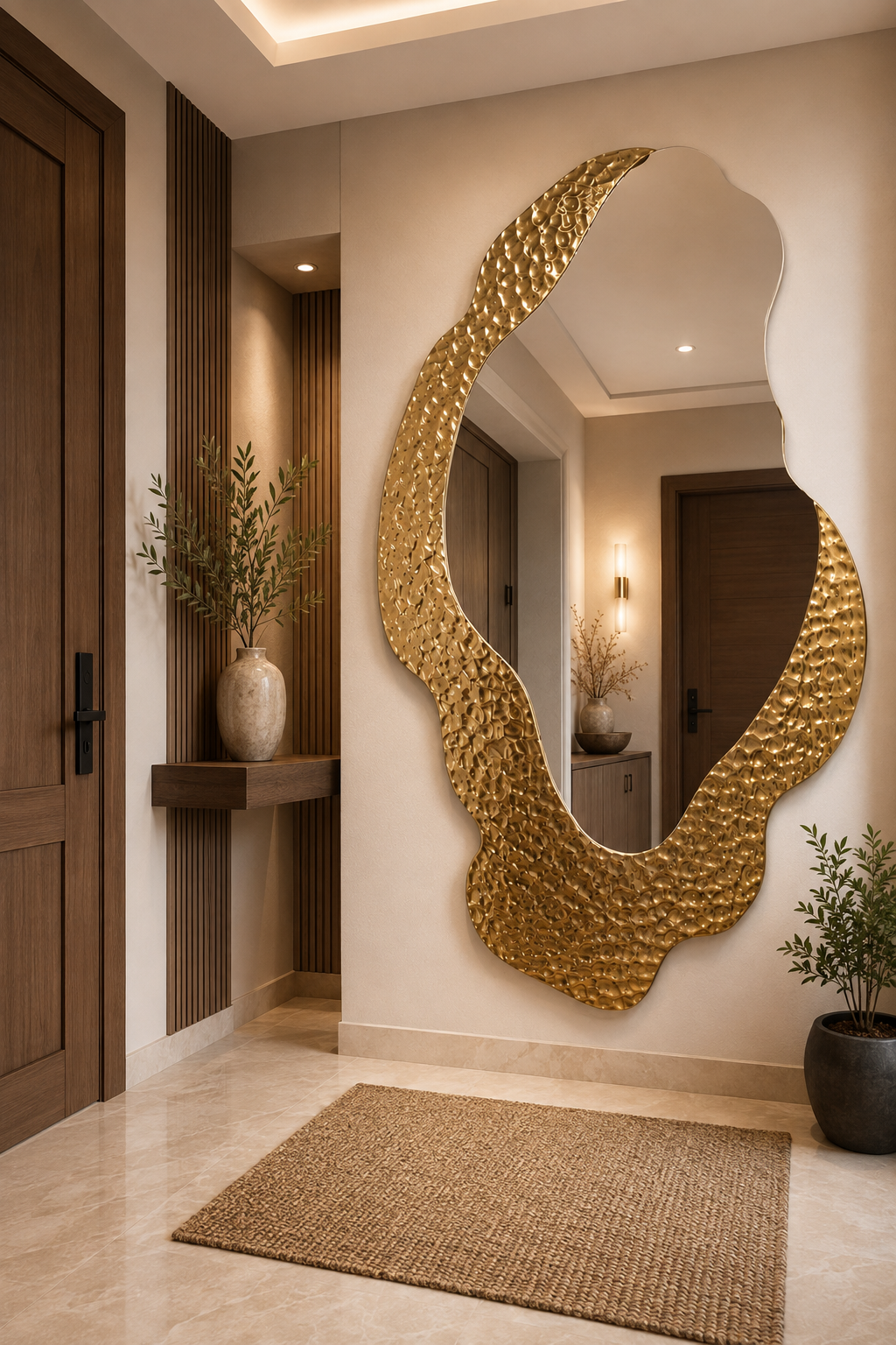 Aurelia Organic Hammered Gold Statement Mirror