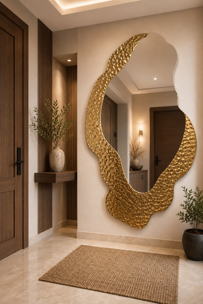 Aurelia Organic Hammered Gold Statement Mirror