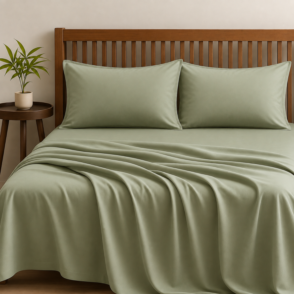 Pure cotton solid bedsheet set from The Gharnish, featuring a luxurious and soft bedding design for a comfortable sleep.