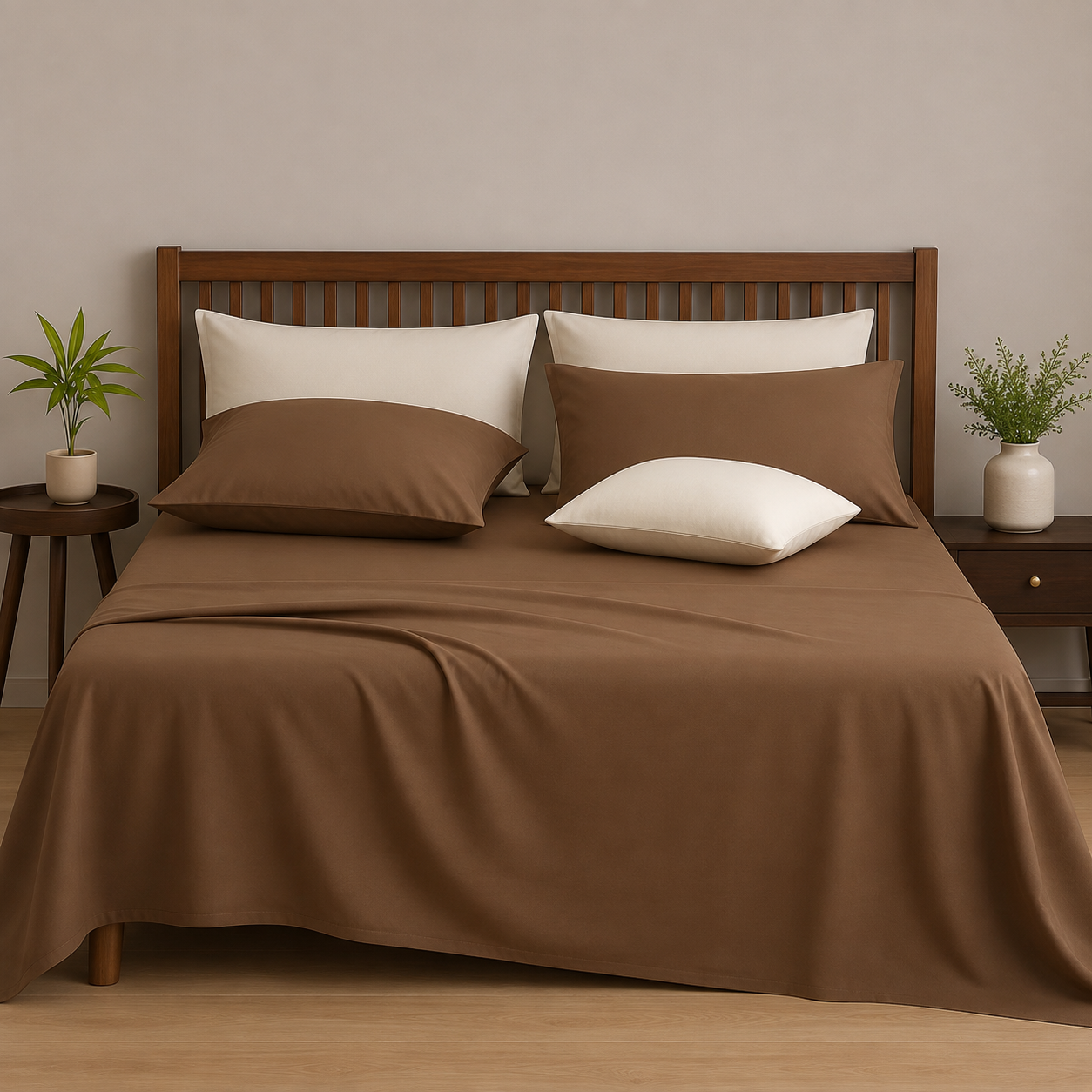 Pure cotton solid bedsheet set from The Gharnish featuring a luxe 350 TC fabric for comfortable bedding.