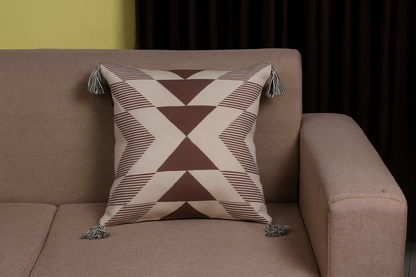 Brown & Beige Striped Modern Boho Handmade Pillow Cover Set of 2 - The Gharnish - A Unit of Satkala Creations