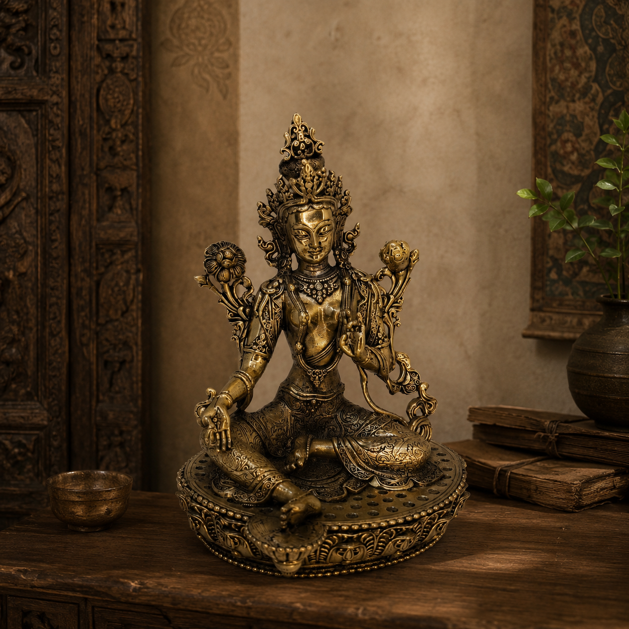 Premium Tara Devi Brass Idol | Handcrafted Brass Tara Murti | Traditional Wax Casting Statue
