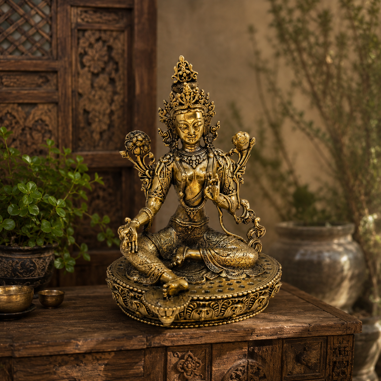 Premium Tara Devi Brass Idol | Handcrafted Brass Tara Murti | Traditional Wax Casting Statue