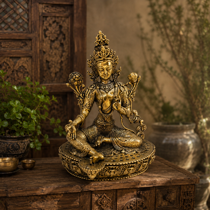 Premium Tara Devi Brass Idol | Handcrafted Brass Tara Murti | Traditional Wax Casting Statue