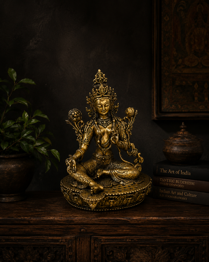 Premium Tara Devi Brass Idol | Handcrafted Brass Tara Murti | Traditional Wax Casting Statue