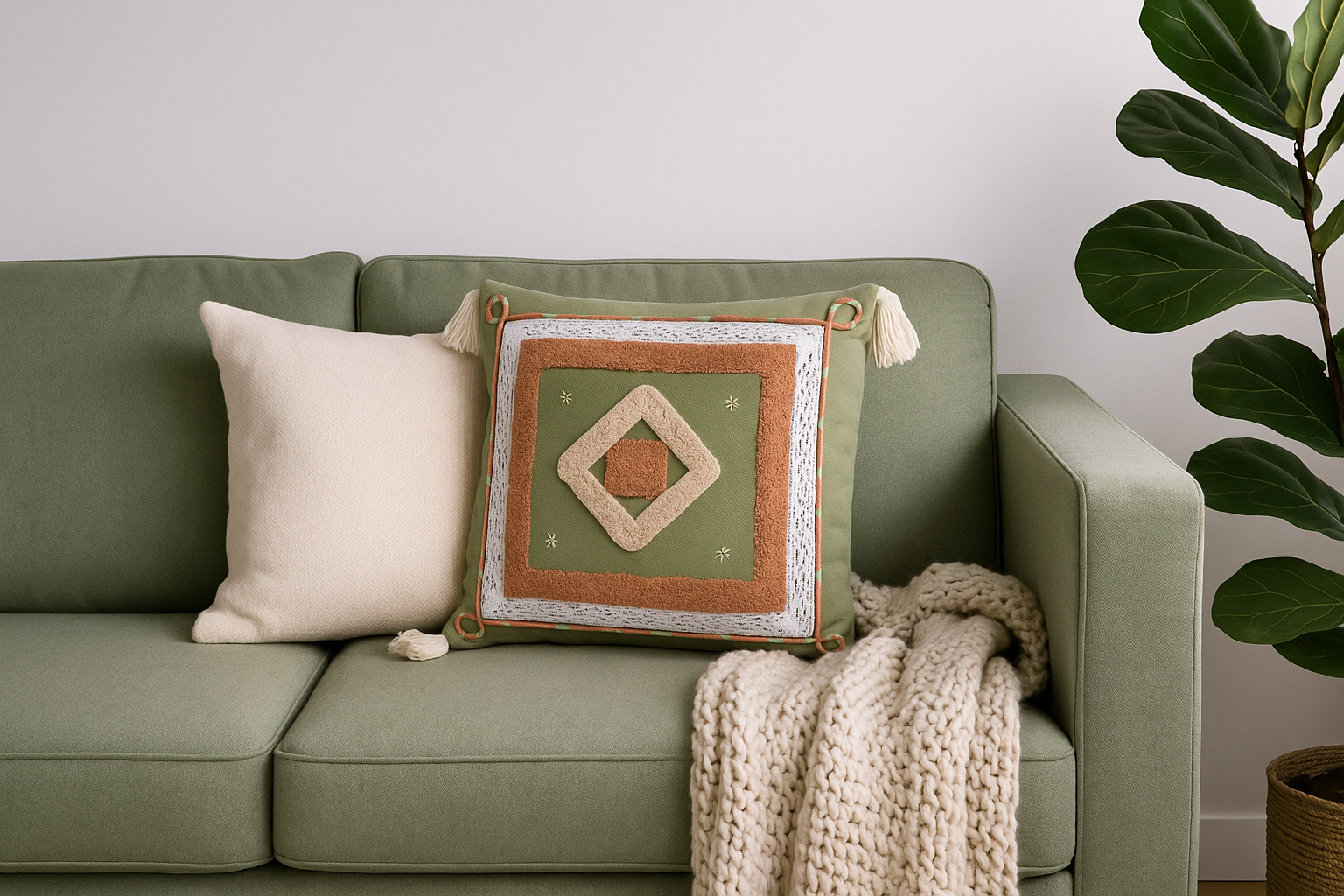 Handblocked 100% Cotton Tufted Cushion set of 2 - The Gharnish - A Unit of Satkala Creations