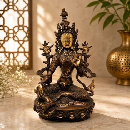 Fine Brass Tara Devi Statue - Handcrafted Buddhist Deity Idol