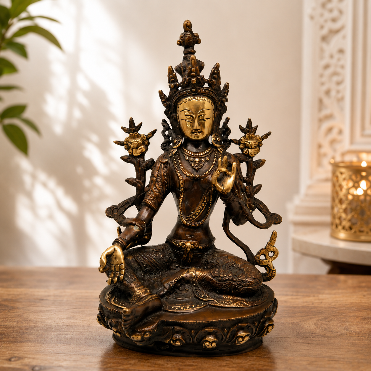 Fine Brass Tara Devi Statue - Handcrafted Buddhist Deity Idol