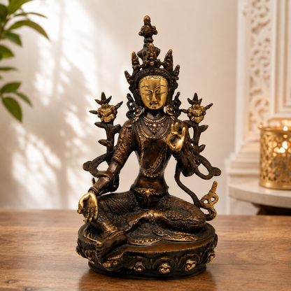 Fine Brass Tara Devi Statue - Handcrafted Buddhist Deity Idol