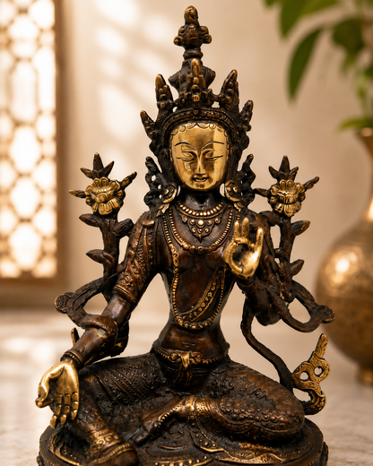 Fine Brass Tara Devi Statue - Handcrafted Buddhist Deity Idol