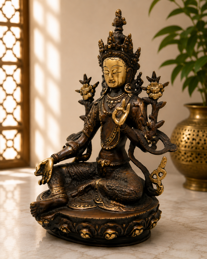 Fine Brass Tara Devi Statue - Handcrafted Buddhist Deity Idol
