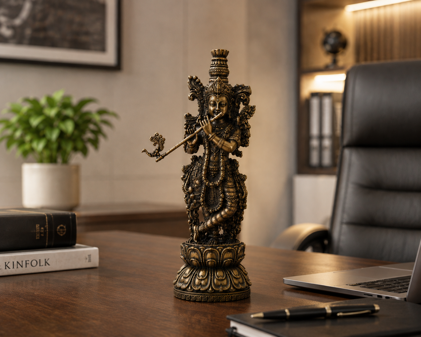 Antique Brass Krishna Idol – Handcrafted Krishna Statue for Home Décor & Puja