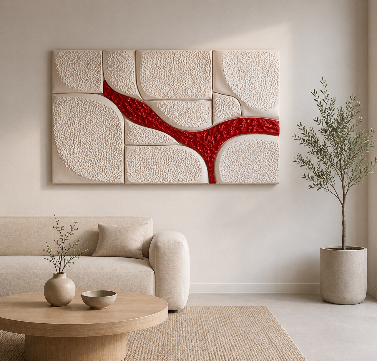 Crimson Flow – Textured Abstract Wall Art