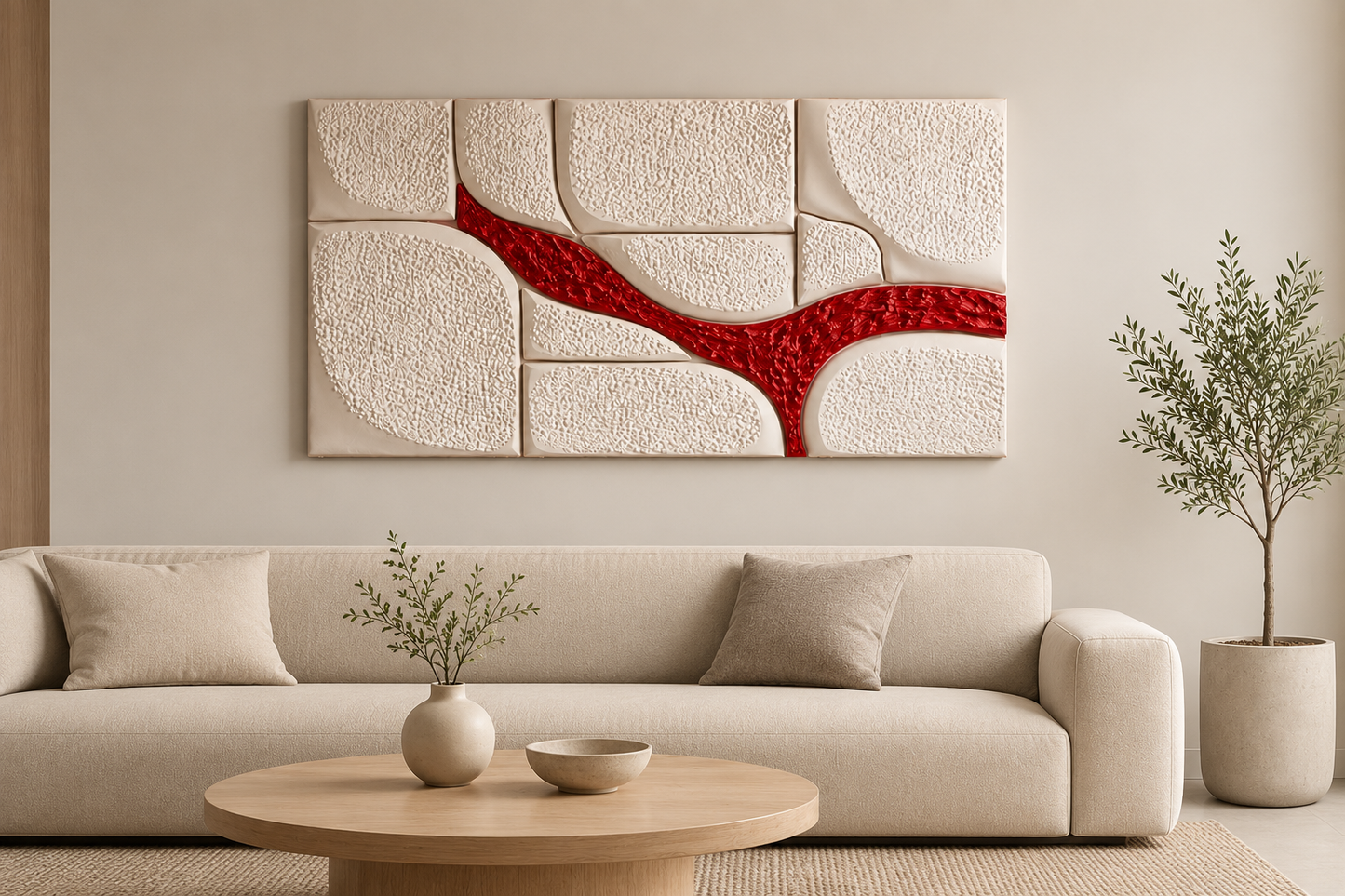 Crimson Flow – Textured Abstract Wall Art