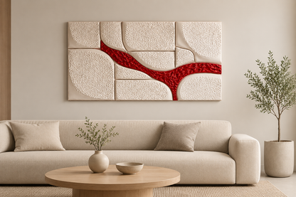 Crimson Flow – Textured Abstract Wall Art
