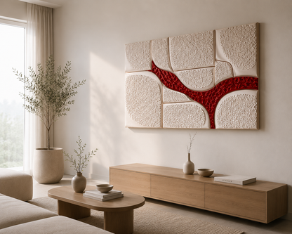 Crimson Flow – Textured Abstract Wall Art