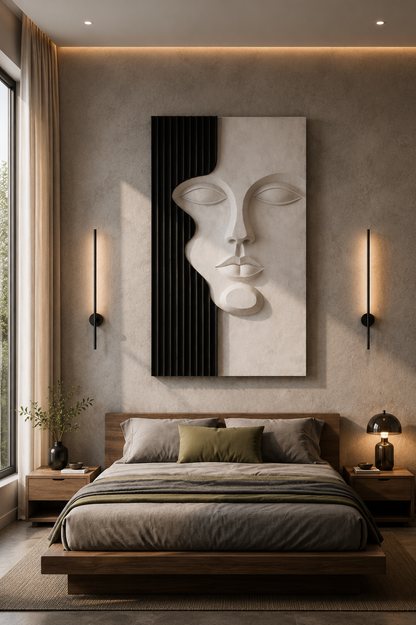 Sculpted Grace 3D Modern Abstract Face Wall Art – Minimalist Textured Wall Decor