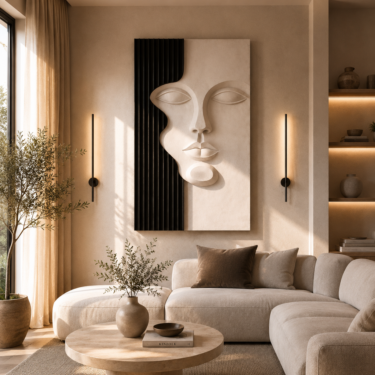 Sculpted Grace 3D Modern Abstract Face Wall Art – Minimalist Textured Wall Decor