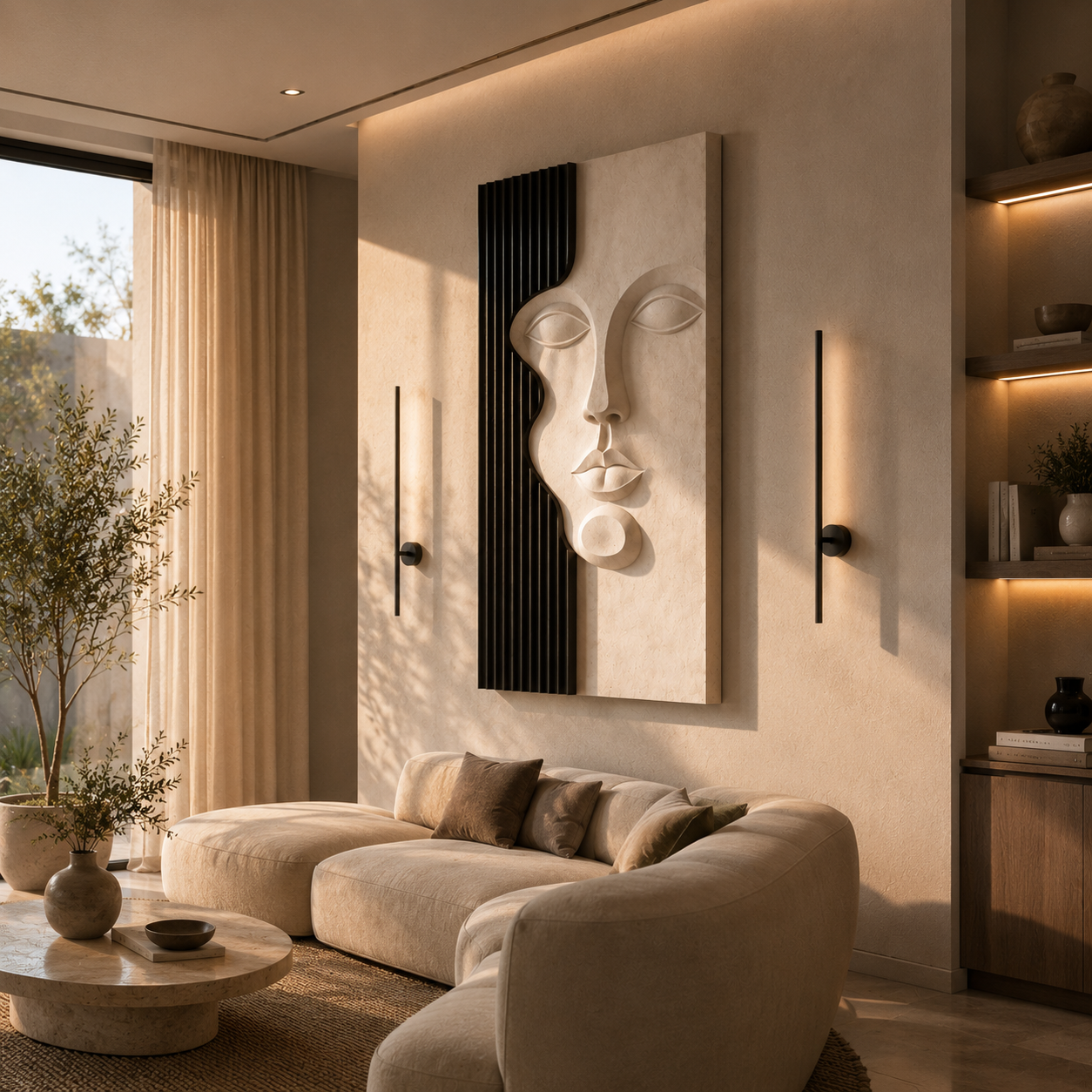 Sculpted Grace 3D Modern Abstract Face Wall Art – Minimalist Textured Wall Decor