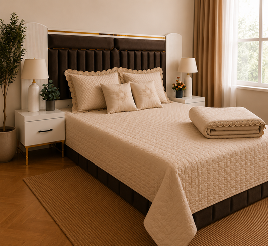 Maison Royale Lace 6-piece bedding set by The Gharnish, featuring elegant lace details on soft, comfortable bed linens.